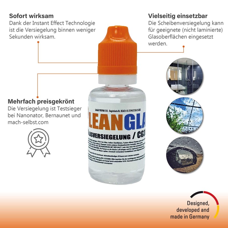 CleanglaS Car Windscreen Seal with Instant Effect Technology I Rain