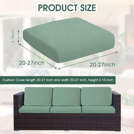 ele ELEOPTION 2Pcs/Set Waterproof Couch Cushion Covers Patio Outdoor Lawn Garden Sectional Sofa Slipcover Washable Cushion Cover (Length 20-27inch, Width 20-27inch) Green