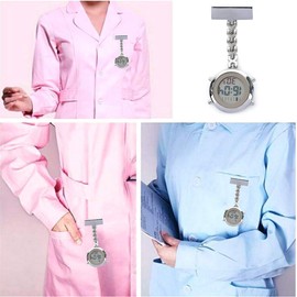 WONOLO Fashion Nurse Fob Watch Large Face Nursing Pendant Pocket Digital Watch (Silver)