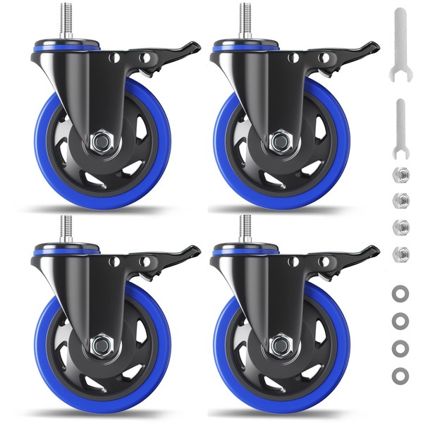 5 Inch Stem Caster Wheels Heavy Duty with Dual Locking