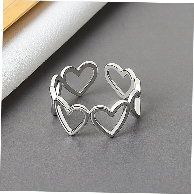 FOMIYES Versatile Aesthetic Rings 2pcs Open Heart Rings for Women