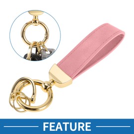 A ABSOPRO Car Keychain Universal Key Chain with Ring for Key Fobs for Home for Women Zinc Alloy Gold Tone,Pink 1 Set