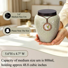 SOITIS Medium Urns for Human Ashes, Ceramic Decorative Urn for Human Ashes Adult Female and Male, Keepsake Urn for Ashes, Funeral Urns Decorative Urns, Medium Size Urns for Human Ashes