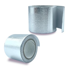 GlowBit Thermal Insulation Tape for Car Engine Heat Shield Bonnet Aluminum Dress Up Muffler Motorcycle Fiberglass General Purpose 5cm 5m Silver Set of 2