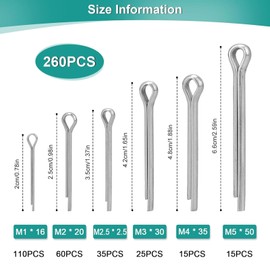 260 Stück Splinte Sortiment,Splint Edelstahl Klappsplinte, Splinte, Federstecker Set, Karosserie Clips, Sicherungssplint, Federsplinte Clips für Autos Wohnmobile Gartengeräte