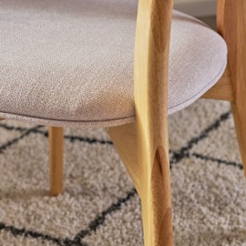 Christopher Knight Home Abrielle Mid-Century Modern Dining Chairs with Rubberwood Frame, 2-Pcs Set, Light Beige / Natural Oak