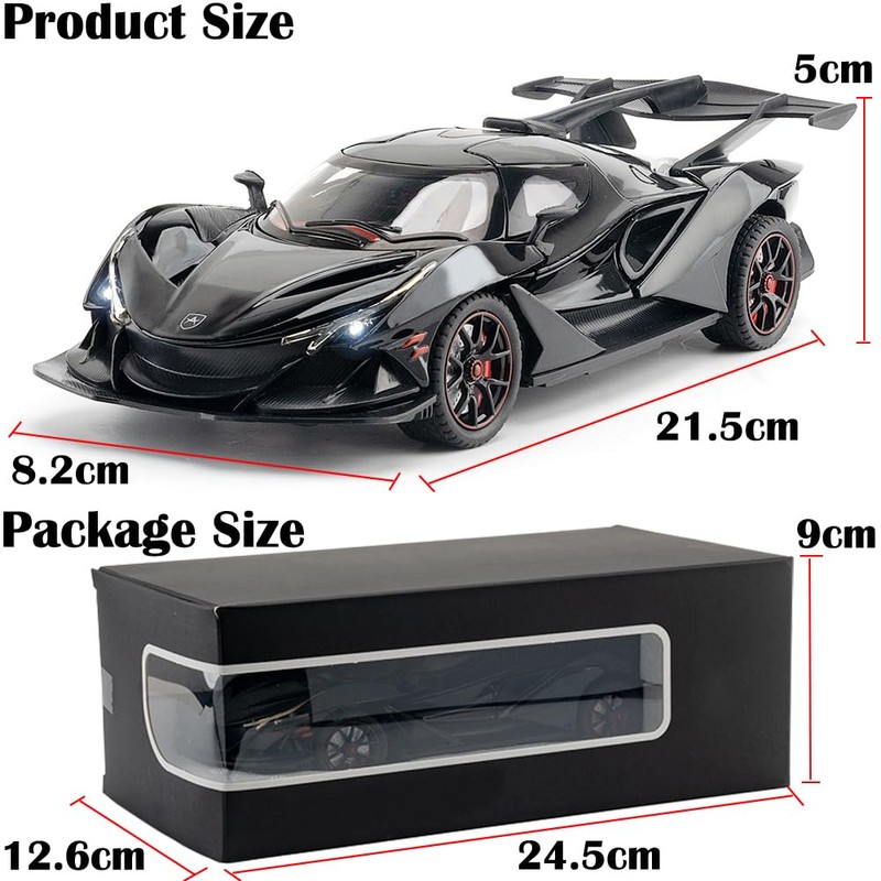 Toy Car Model IE 1/24 Black Alloy Collectible Diecast Vehicles