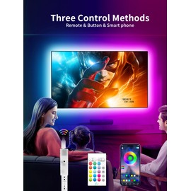 KANTUTOE TV LED Backlight, 9.84ft LED Lights for 32-43in TV, RGB TV Lights Behind with Music Sync Bluetooth APP and Remote Control Strip Light USB Powered for Bedroom Home Decor