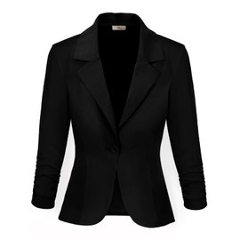 Hybrid & Company Women Premium Nylon Ponte Office Blazer JK1131 1073T Black XL