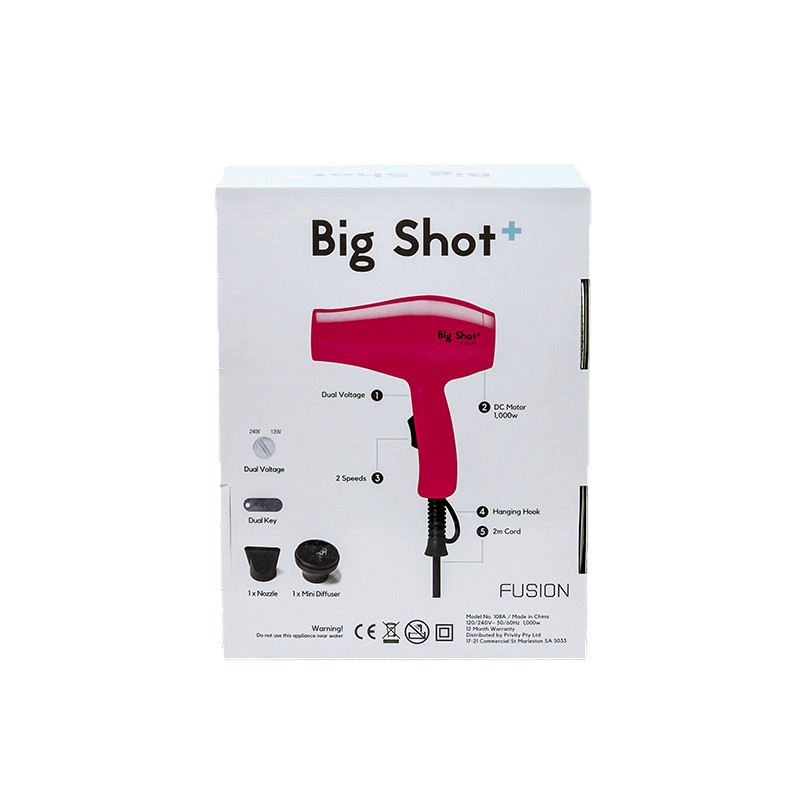 Fusion Big Shot + Travel Dryer Hot Pink Dual Voltage