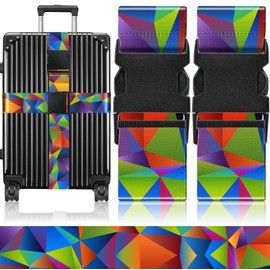 OffiEase Luggage Straps for Suitcases Travel Belt - Baggage Identifiers Suit Case Accessories with Buckle Nylon Adjustable Band Over Handle for Airport 2 pack Colour Triangle