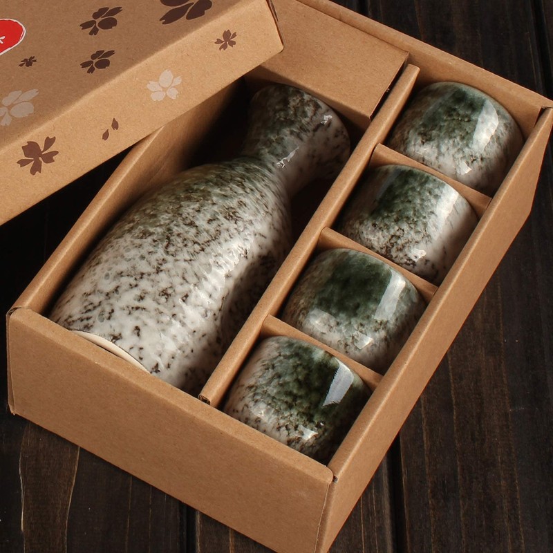 Japanese Sake Set Sake Cups Tokkuri Bottle 10oz 1PC and