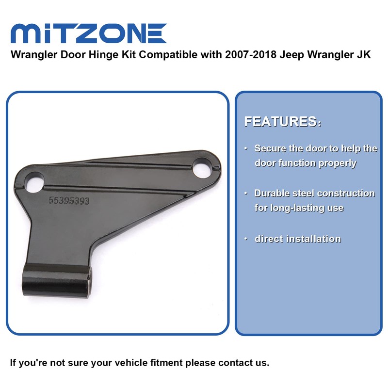 MITZONE Wrangler Door Hinge Kit Compatible with 2007-2018 Jeep Wrangler