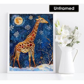 Diymood Paint by Numbers for Adults Giraffe, DIY Oil Painting Snow Acrylic Paint by Number Kits for Kids Adults Beginner for Home Wall Decor 16x20 inch