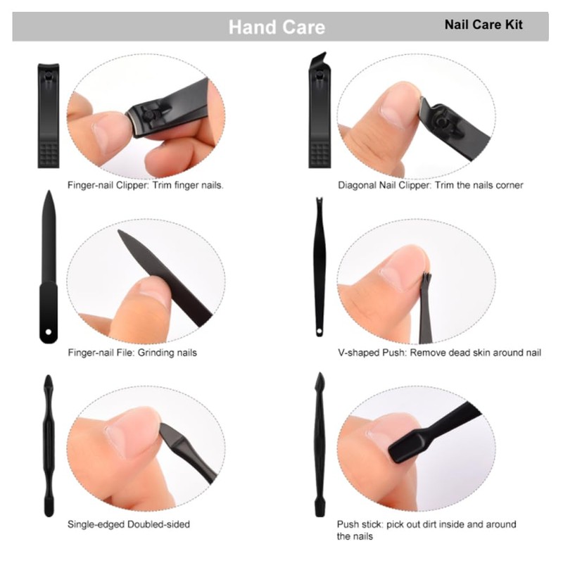 Groomarang 15 Piece Manicure Set for Men Stainless Steel Nail