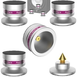 Audiocrast IF03S Speaker Isolators, Hi-End Speaker Spikes, HiFi Stand Feet Pads Shock Absorber Isolation Pucks, Speaker Resonance Reducer with Non-Slip Mat for Turntable Amp CD DAC Recorder