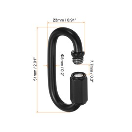 PATIKIL 5mm Chain Quick Links, 8 Pack Chain Connector Screw Locking Clips Hook Oval D Ring for Chandelier Backpack Tent, 304 Stainless Steel 661 Lbs Black