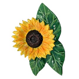 Realistic Sunflower Magnet, Small Hand Painted Magnetic Decorations for Refrigerators and Lockers, 2 Inches