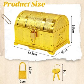 Idota Treasure Chest Children's Birthday, Treasure Chest Children's Birthday, Golden Treasure Chest Small, Treasure Chest with Lock with Lid and Lock for Storage and Decorating, Children's Gift