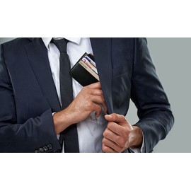 Jolis Papiers Modern Credit Card Holder Wallet RFID Blocking Premium Leather Black Men Women Black 6x12cm Modern, black, Modern