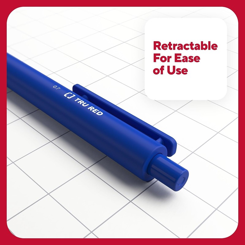 TRU RED Retractable Gel Pens - Quick Dry, Smudge-Free Writing,