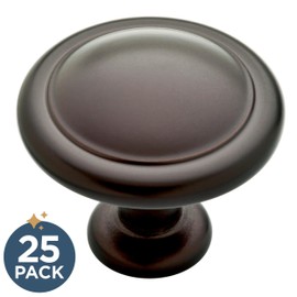 Franklin Brass Round Ringed (25-Pack) Cabinet Knob, Dark Oil Rubbed Bronze, 1-1/4 in (32 mm) Dresser Drawer Pulls P35597K-OB3-B1