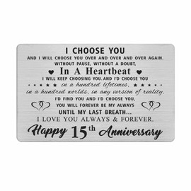 15th Anniversary Wallet Card Gifts for Men, 15th 15 Year Wedding Anniversary Romantic Card Gifts for Wife