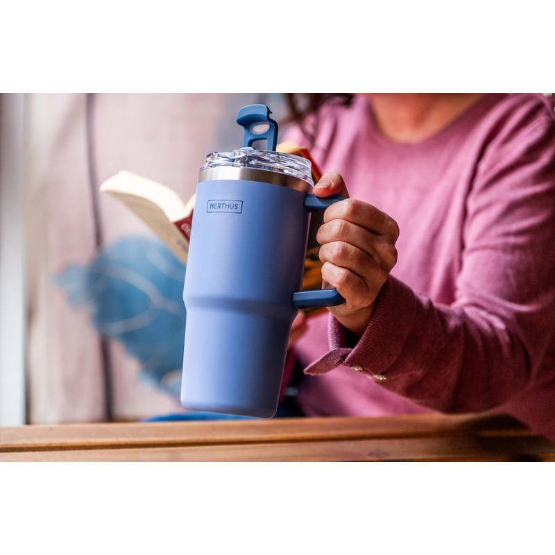 NERTHUS FIH 1435 tazza termica 600 ml blu con coperchio