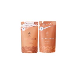 ISM Coconut Amber Shampoo & Treatment Refill Set, 13.5 fl oz (400 ml) x 2, Sweet Coconut Scent, Damage Repair, Moisturizing Care (Renewed)