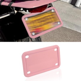 x xotic tech Motorcycle Silicone License Plate Frames, Motorbike License Plate Holder, Rust Proof, Rattle Proof, Weather Proof(Pink, 7.56" x 4.53")