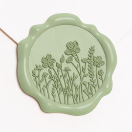 UNIQOOO Wildflower Wax Seal Stickers - Floral Wedding Invitation Envelope Seal Sticker, 50 Pcs Self- Adhesive Sage Green Field of Flowers Stickers, Perfect for Christmas, Gift Wrapping