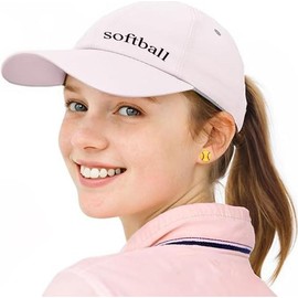 DORANA Softball Gifts for Teen S925 Sterling Sliver Sports Earrings Softball Studs for Women Hypoallergenic Stud Earrings Game Day Jewelry Gift