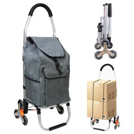 2 in 1 Shopping Cart, Foldable Hand Truck with 6 Wheels, 110 lbs Grocery Cart, Portable Utility Dolly, Waterproof Bag for Moving, Camping