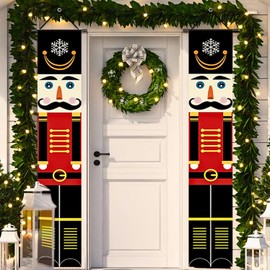 JWDMHSJ Nutcracker Christmas Banner, Christmas Nutcracker Soldier Banner, Christmas Nutcracker Banner, Outdoor Christmas Decoration, for Front Door, Porch, Garden, Indoor and Outdoor Use