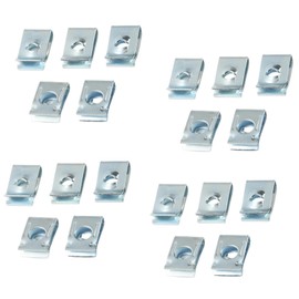 PrimeBlis Clip Nut U Type M6 Set of 20 U Clips Fixing Parts Universal Type Bike Fixing Furniture Camping Shedding Prevention Universal Zipper Clip (Silver, 16 x 10)