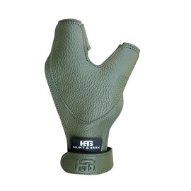 Hunt & Seek Thick Cow Leather Archery Hand Guard Protector Bow Glove for Traditional Long Recurve & Compound Bow (Green, Small, Left)