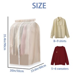 2 Pack Hanging Garment Bags for Closet Storage, 35" Garment Covers Hanging Clothes Bag Organizer, Wardrobe Bag Sealed Clothes Cover Protector for Suit Coats Shirts (60×50×90)