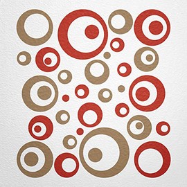 WANDfee® Wall Tattoo, Circles, Dots, 50 Stickers, Colour Choice For Children's Bedroom, Living Room, Hallway, Bathroom, Kitchen, Tile Stickers, red