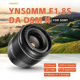 YONGNUO Upgraded YN50MM F1.8S DA DSM II Lens, for Sony E-Mount mirrorless Cameras, 50mm F1.8 Large Aperture, Auto Focus APS-C Standard Prime Lens