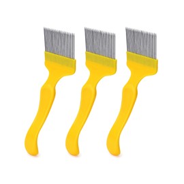 QWORK Stainless Steel Bee Keeping Uncapping Fork, 3Pcs 21-Tooth Tines Bee Honey Uncapping Fork Hive Heekeeping Tools Sturdy Beekeeping Equipment Opening Fork