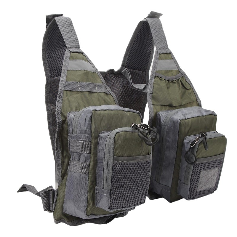 Fly Fishing Vest Reflective Strips Mesh Lining Fishing Vest Adjustable