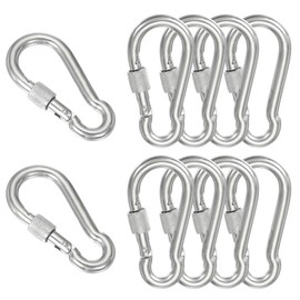 sourcing map Screw Locking Clips M7 3.19 Inch,304 Stainless Steel Spring Snap Hook for Outdoor Lifting Hanging Camping Swing Hammock Hiking Quick Link Pack of 10