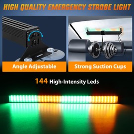 Nilight 144 LED Strobe Traffic Advisor Light Bar Amber Green with Controller 2 in 1 Automotive Emergency Warning Flashing Police Windshield Lights Bars for Cars Tow Plow Trucks Construction Vehicles