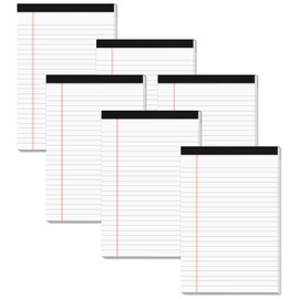 Legal Pads 5 x 8 White Small Legal Notepads 5 x 8 Note Pads 6 Pack Writing Pads 5 x 8 for Office White Lined Writing Notepad 5x8 for Work 80 GSM Paper Bloc Note College Ruled Legal Pad 30 Sheet/Pad