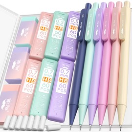 Mr. Pen- Pastel Mechanical Pencil Set with Lead Refills & Erasers, 6 Pack, 2 Sizes, 0.5 0.7mm, Aesthetic Mechanical Pencils Set