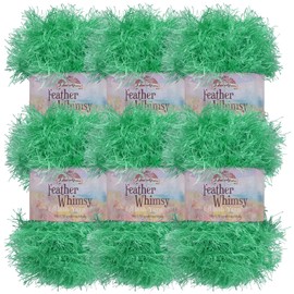 JubileeYarn Feather Whimsy Eyelash Yarn - 50g/Skein Fine Polyester Fur - Shamrock Green - 6 Skeins