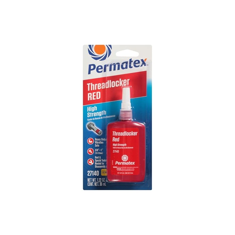 Permatex 27140 High Strength Threadlocker Red, 36 ml