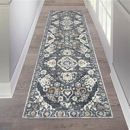 HEBE Hallway Runner Rug 2'x6' Washable Vintage Distressed Area Rugs Non Slip Laundry Rug Runner Boho Floor Carpet Runners for Hallways Entryway Laundry Room Kitchen Bathroom