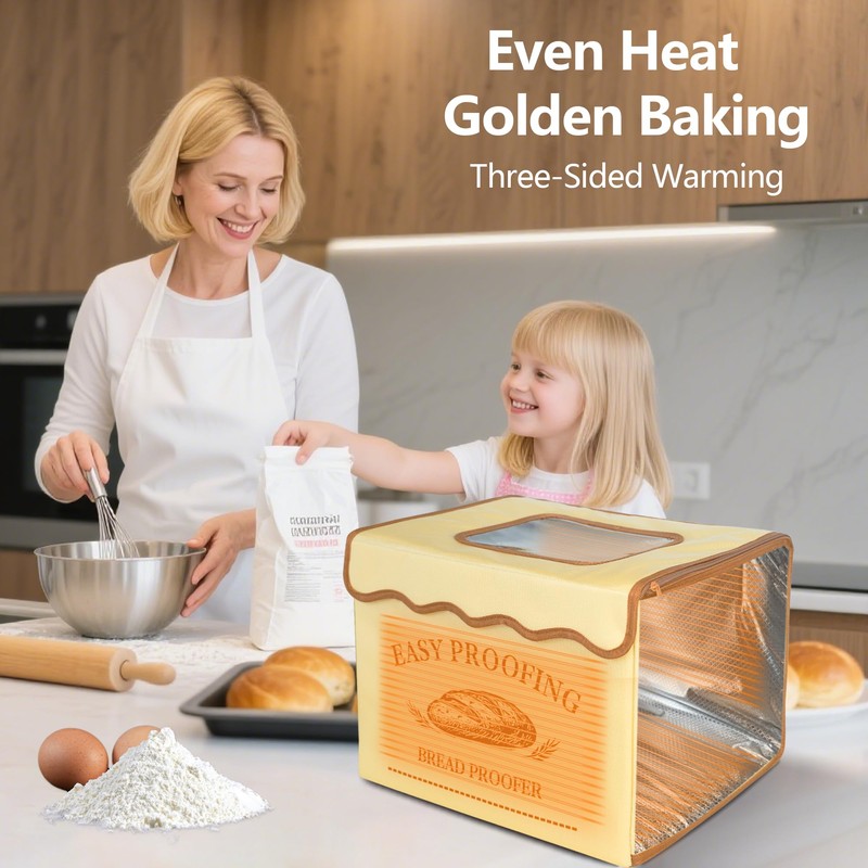 Bread Proofing Box, Three-sided Heating Foldable Zippered Sourdough Warmer Heater