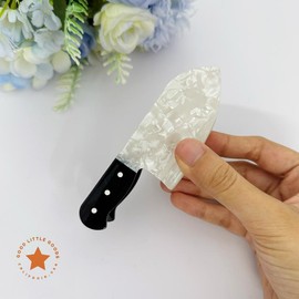 Blue-Haired Girl Double-Sided Claw Hair Clips, Durable Plastic for Women & Girls, FallFreshness, Casual Design, 4 Inches, Unisex, Premium Quality:_Scary Knife